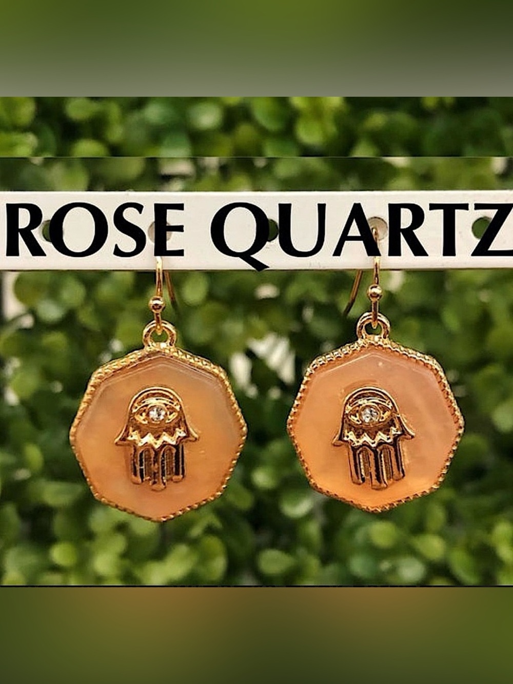 🆕🩷INFLUENCE: ROSE QUARTZ Octagon Semi Precious Stone Earrings
